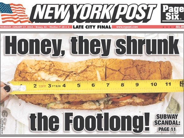 News article about Subway Footlong scandal