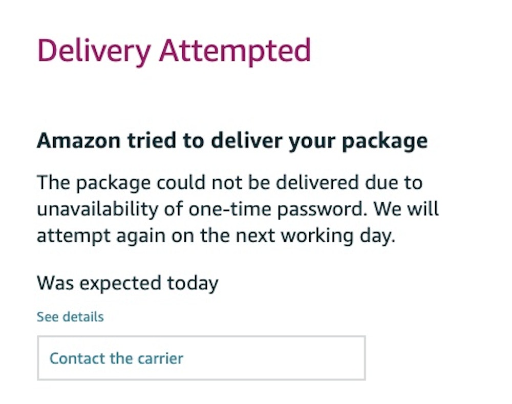 your order could not be delivered today it will be delivered on the next  working day 