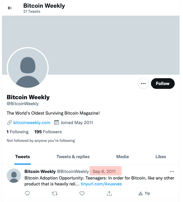 Bitcoin Weekly Twitter Account