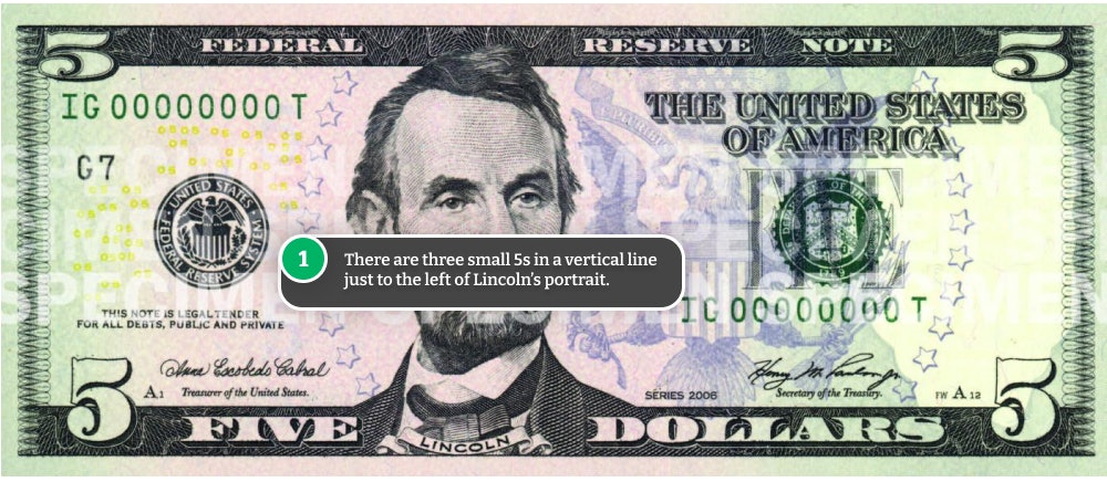 How to verify a $5 bill.