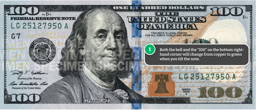 How to verify a 100 dollar bill.