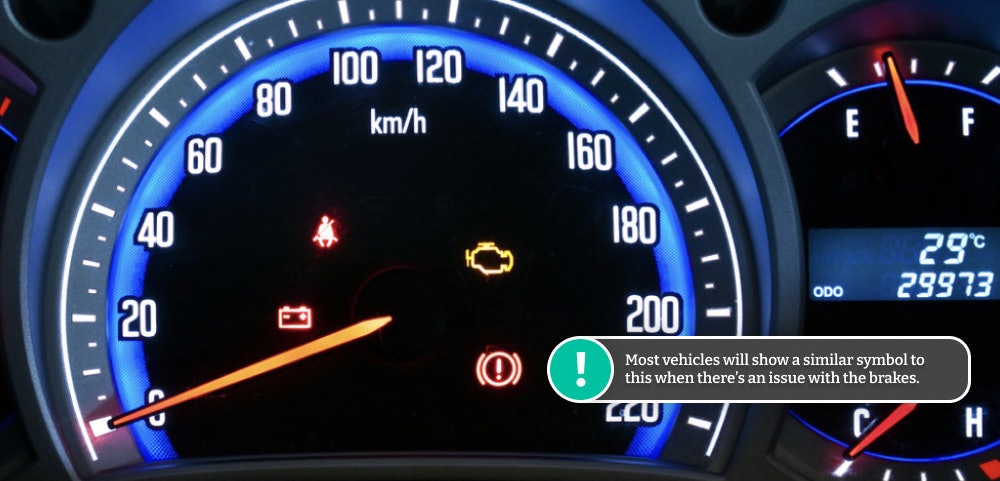 Brake light on a car dashboard