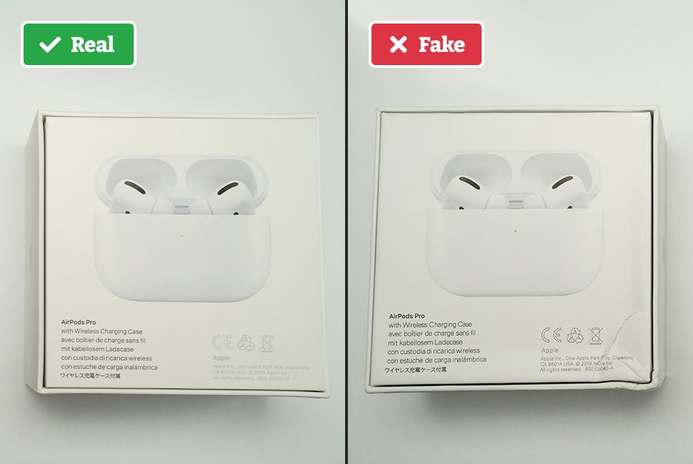 Real vs fake Airpods box