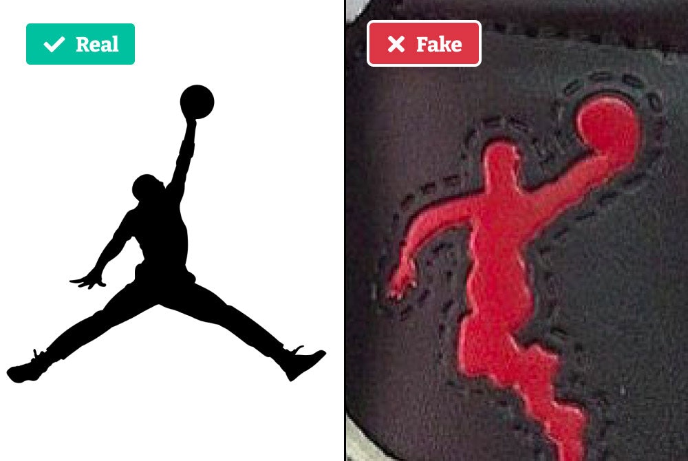 Real vs fake Jordan logo. 
