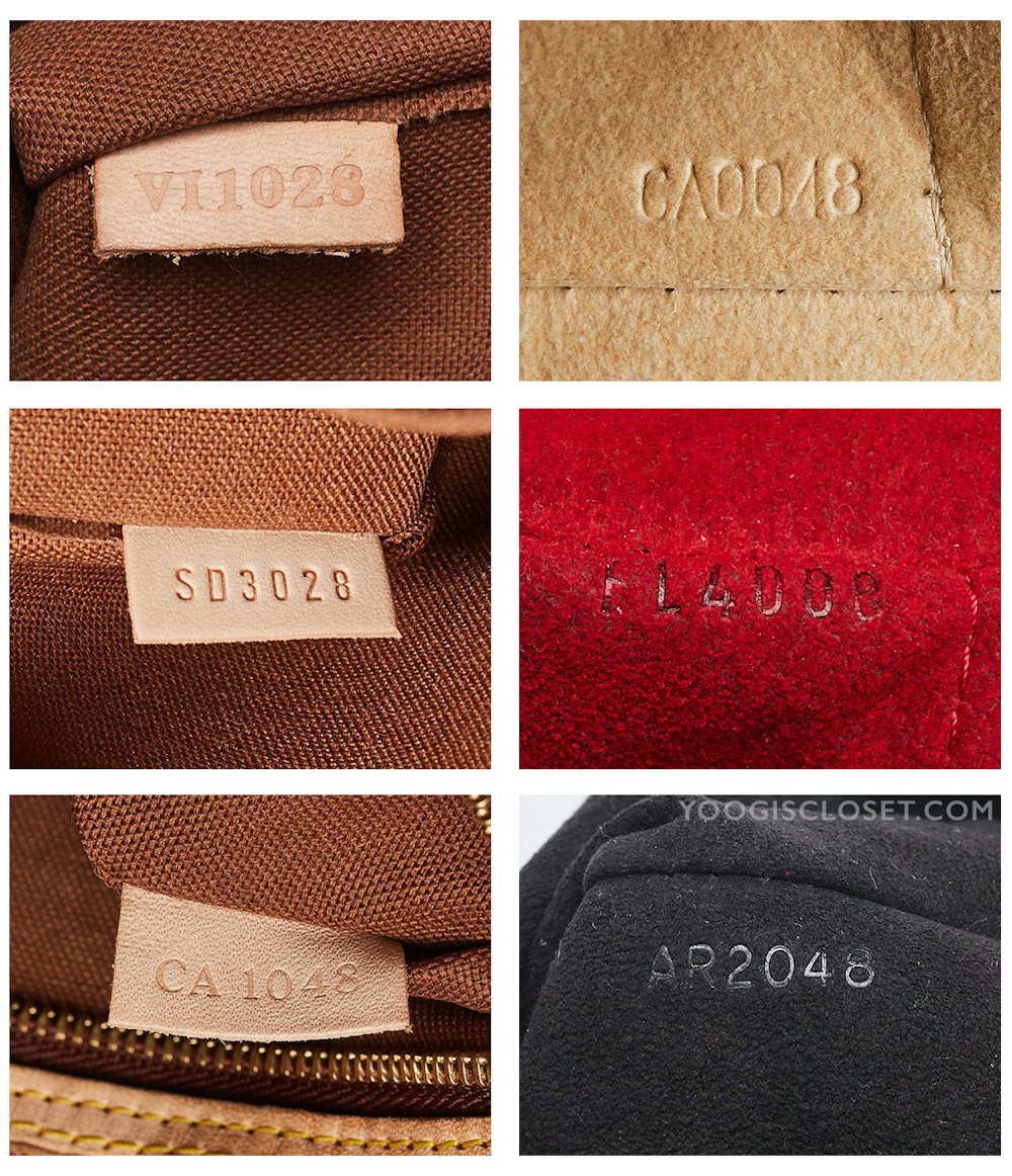 Examples of Louis Vuitton date codes
