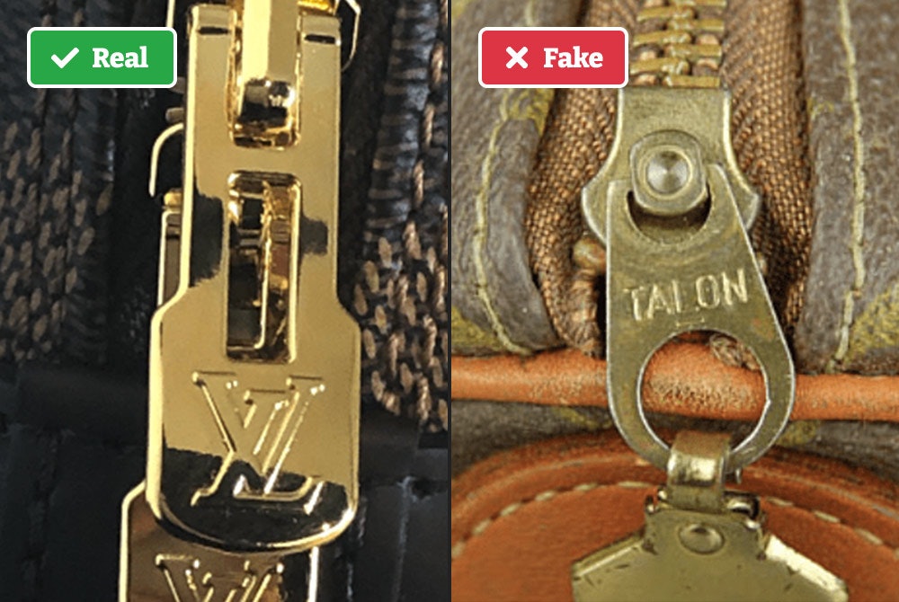 Real vs fake Louis Vuitton zipper
