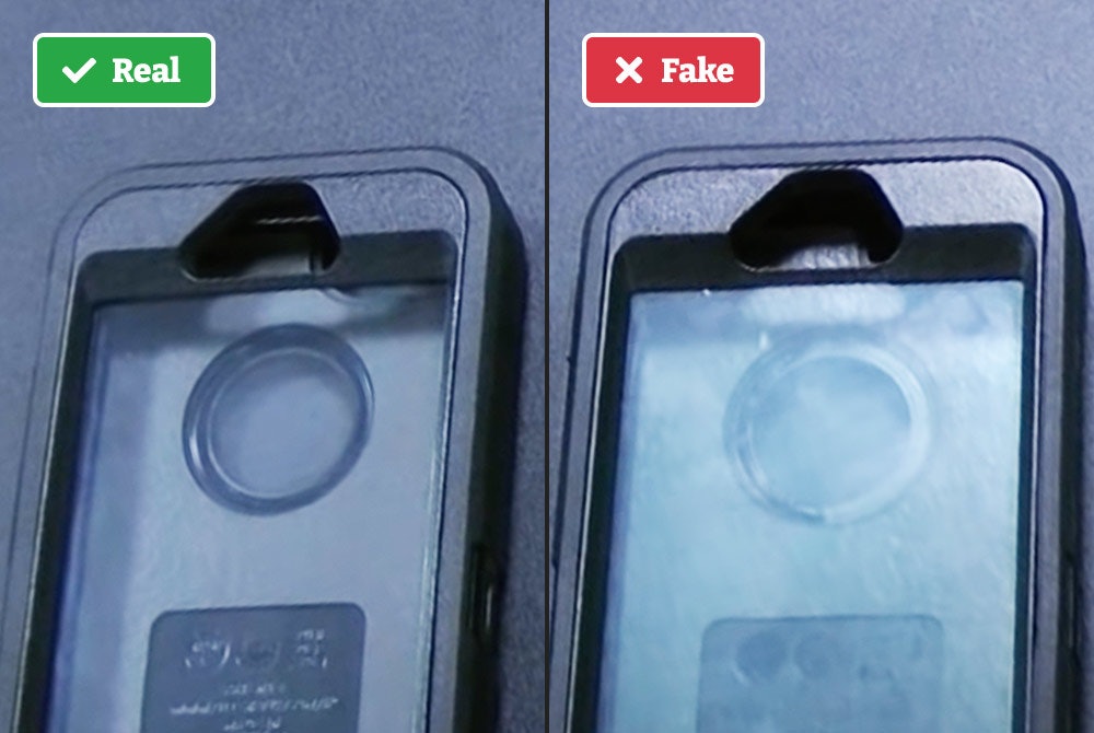 Real vs fake Otterbox screen tint