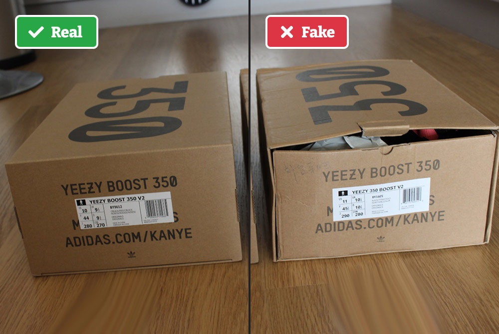 Real vs fake Yeezy box