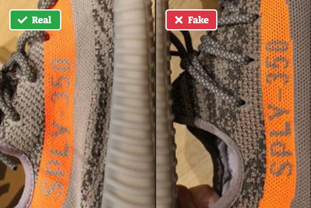 Real vs fake Yeezy example