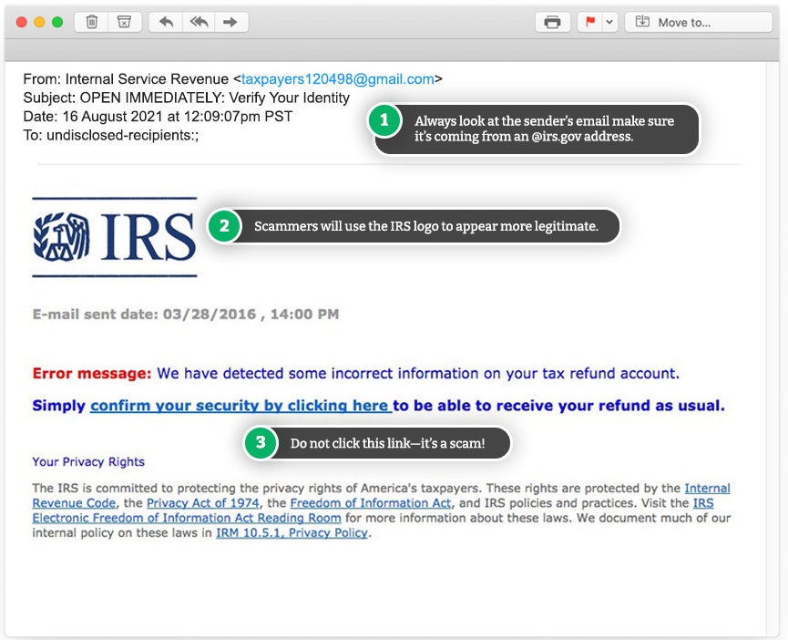Fake IRS email. 