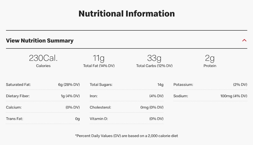 McDonald's apple pie nutritional information