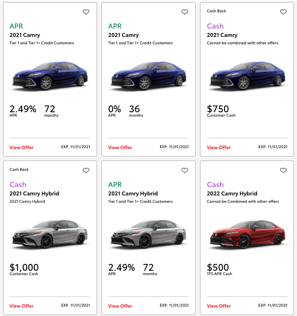 Example of Memorial Day car sales. 