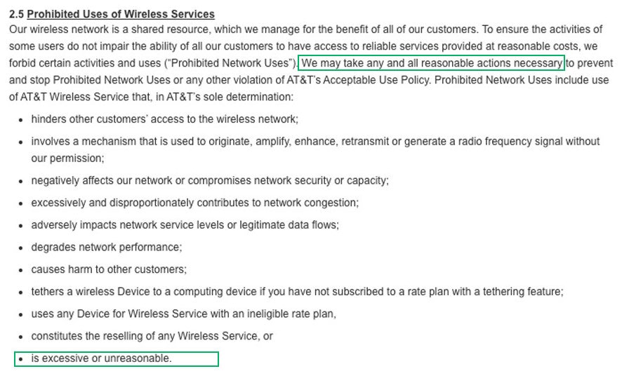 AT&T's Terms and Conditions