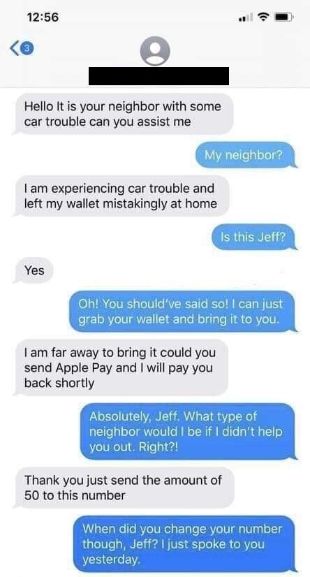 Example neighbor scam