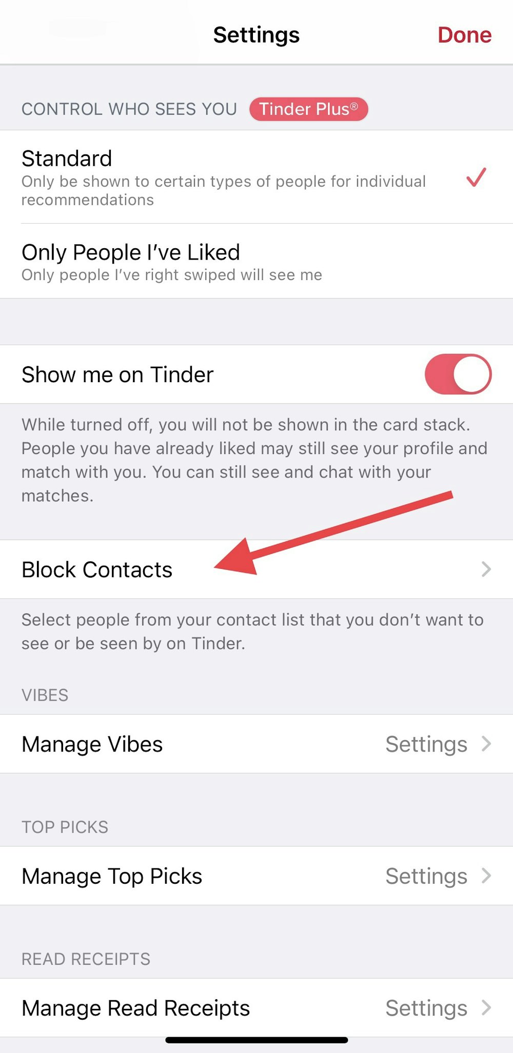 how to block someone on Tinder