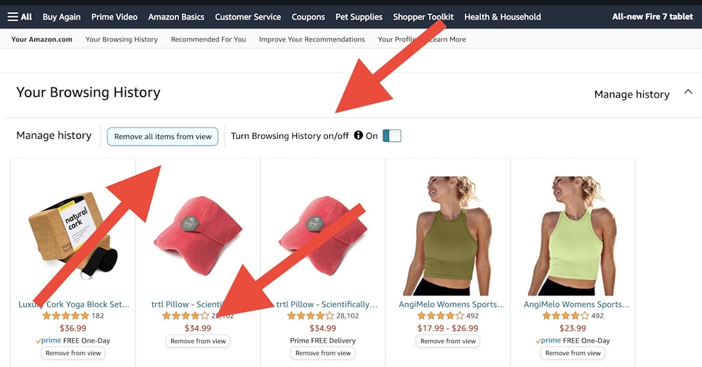Hide Amazon browsing history