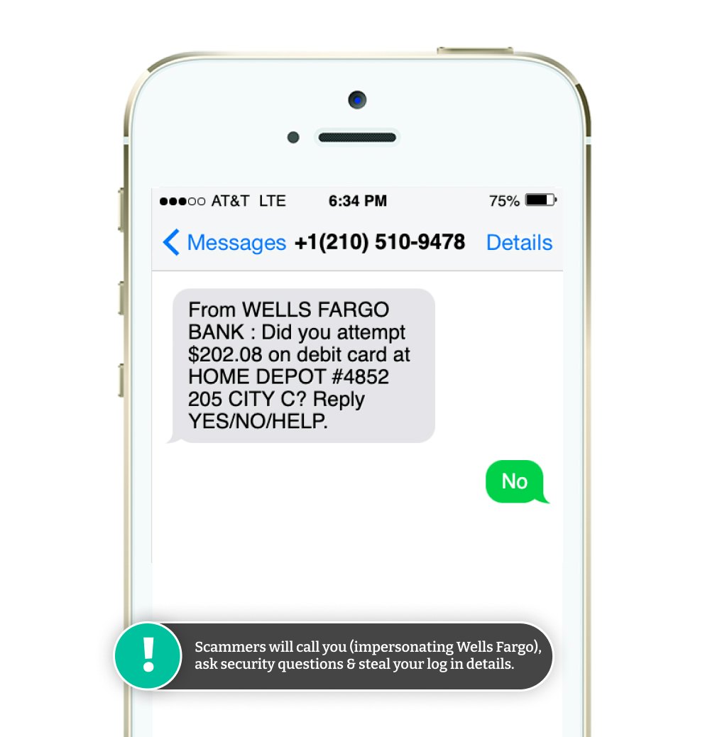 Wells Fargo text message alert is a scam with 'fraud alert' for Home Depot