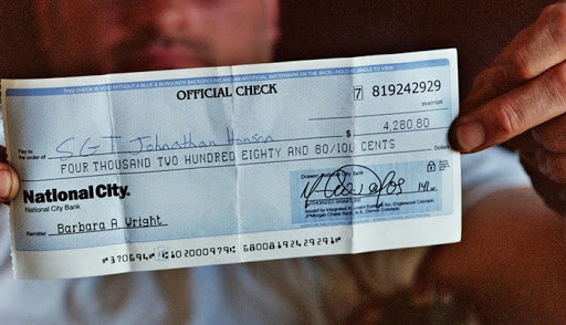Example of a fake cashier's check.