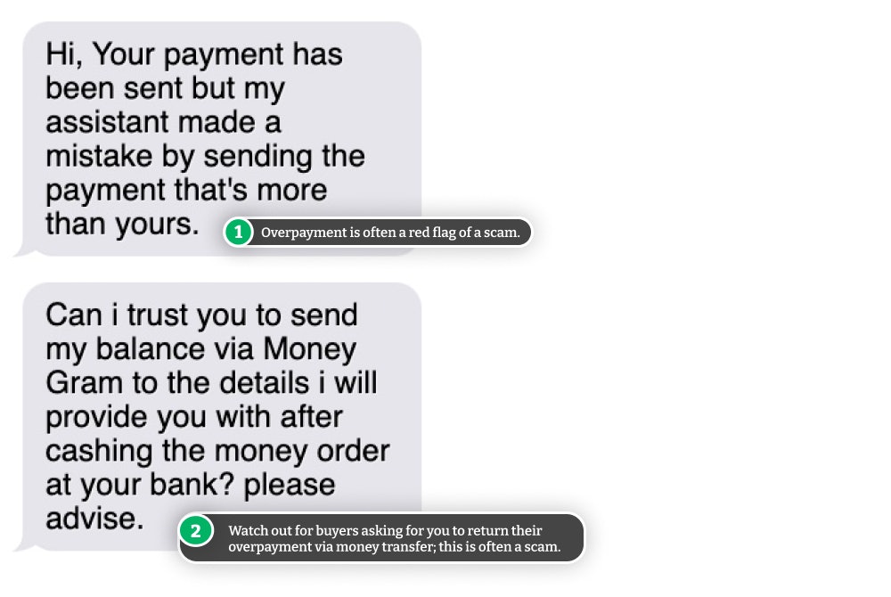 Example of the Craigslist PayPal scam