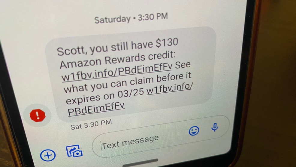 Example Amazon Rewards text scam.