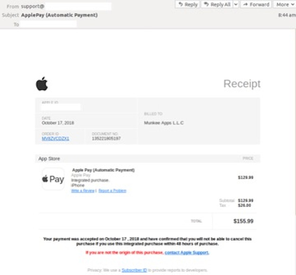 Example of Apple Pay scam.