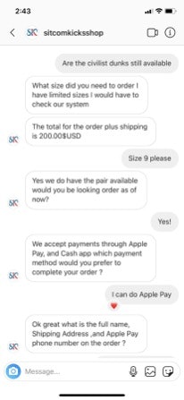 Example of Apple Pay scam