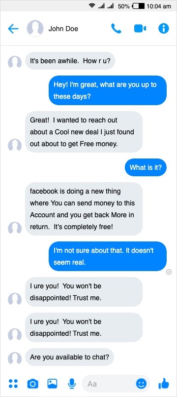 facebook messenger scams