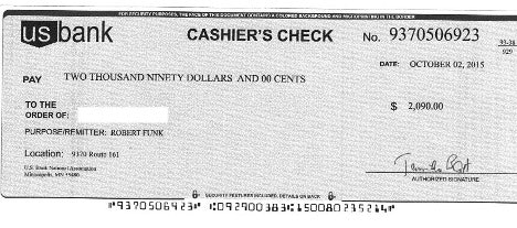 Example of a fake check