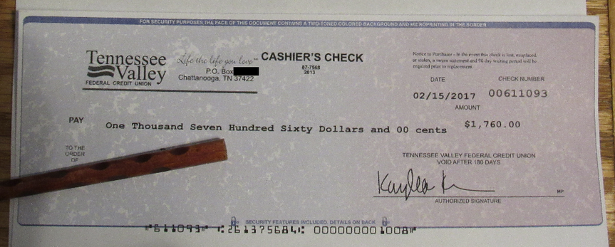 Example of fake cashier's check
