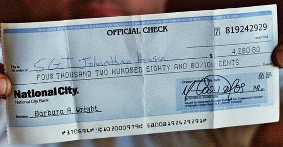 Example of a fake cashier's check