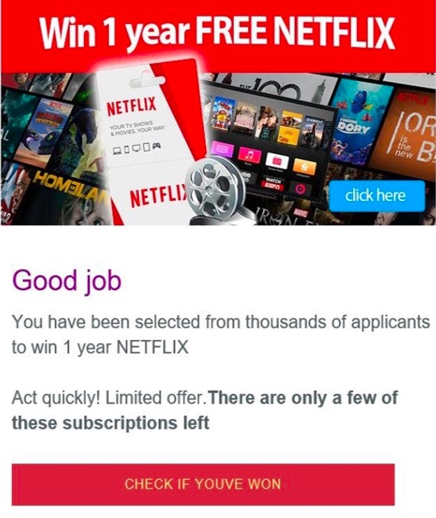 Example of free Netflix email
