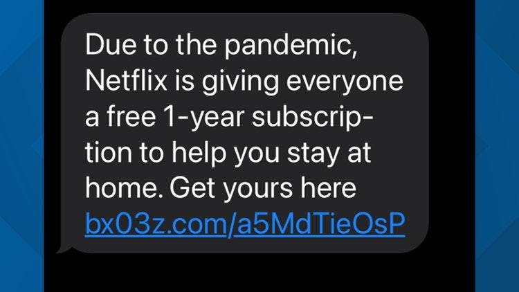 Example text message from Netflix scammer
