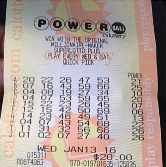 Example of a fake lottery ticket.
