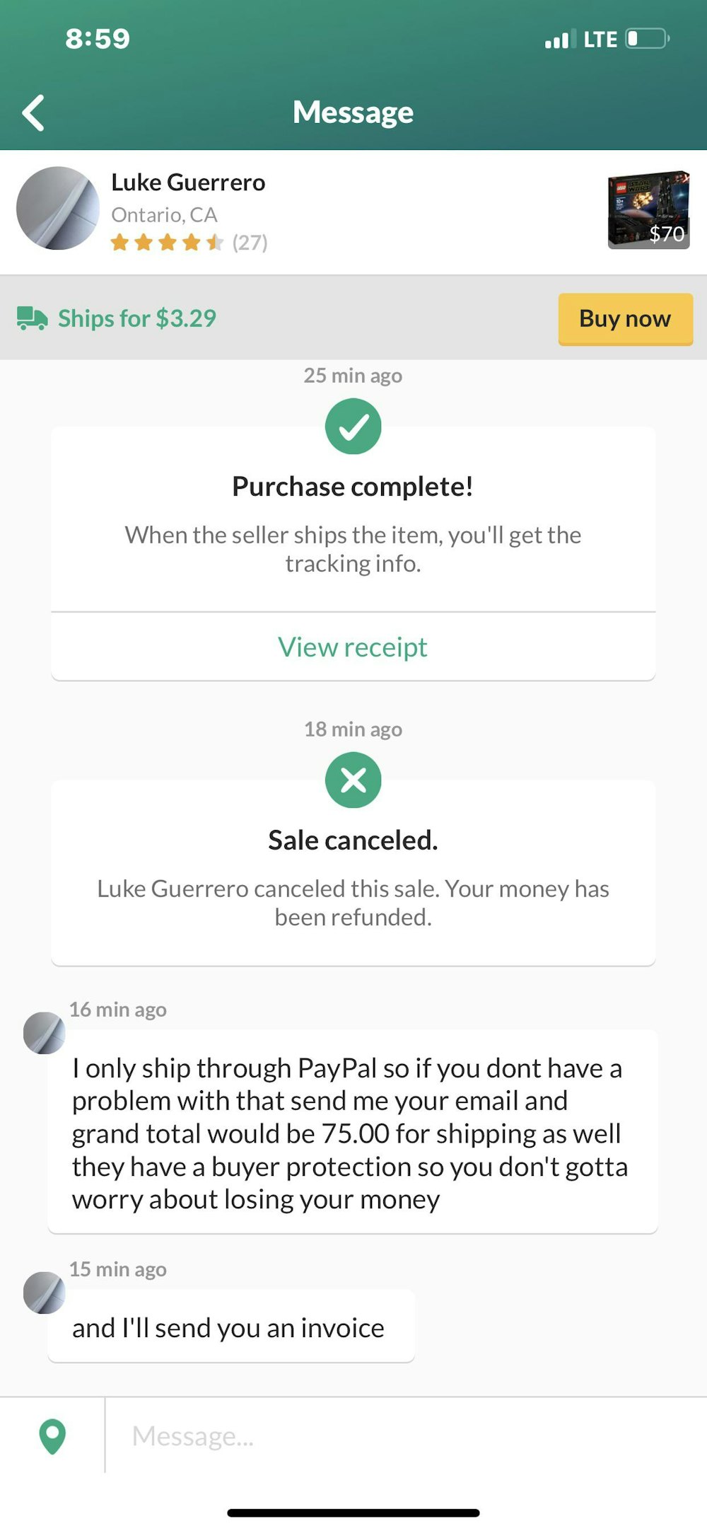 OfferUp shipping scam.
