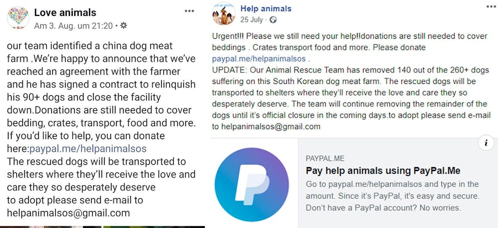 Example of fake charity post on Facebook.