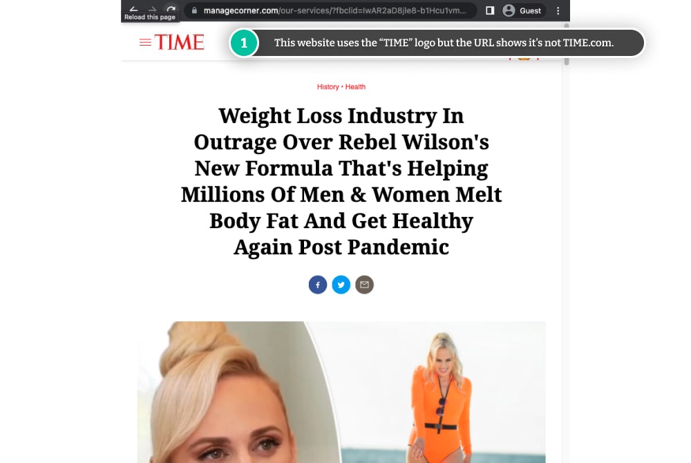 Fake TIME article about the Rebel Wilson Keto pill