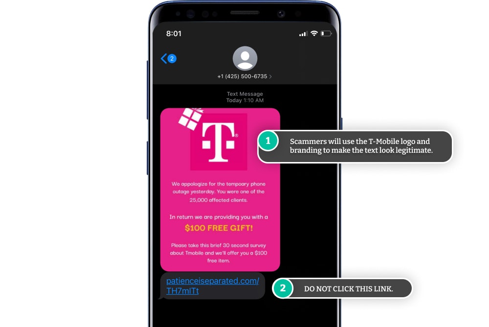 Fake T-Mobile text message (T-Mobile scam text)