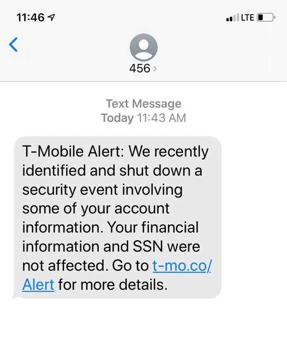 Real T-Mobile text message. 