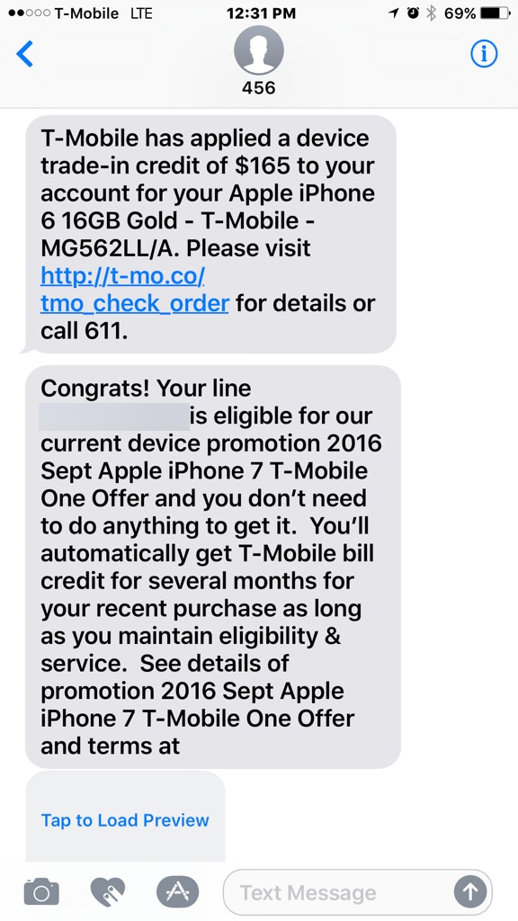 Real T-Mobile text message. 