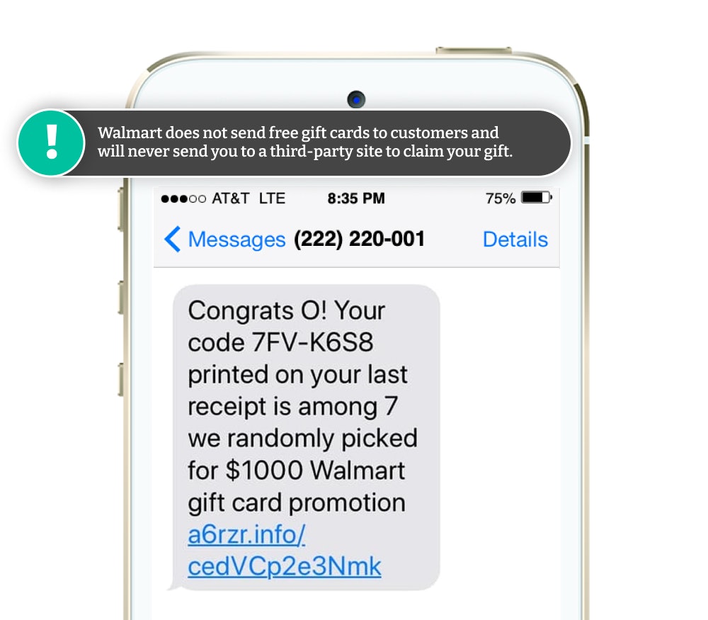 Walmart text scam