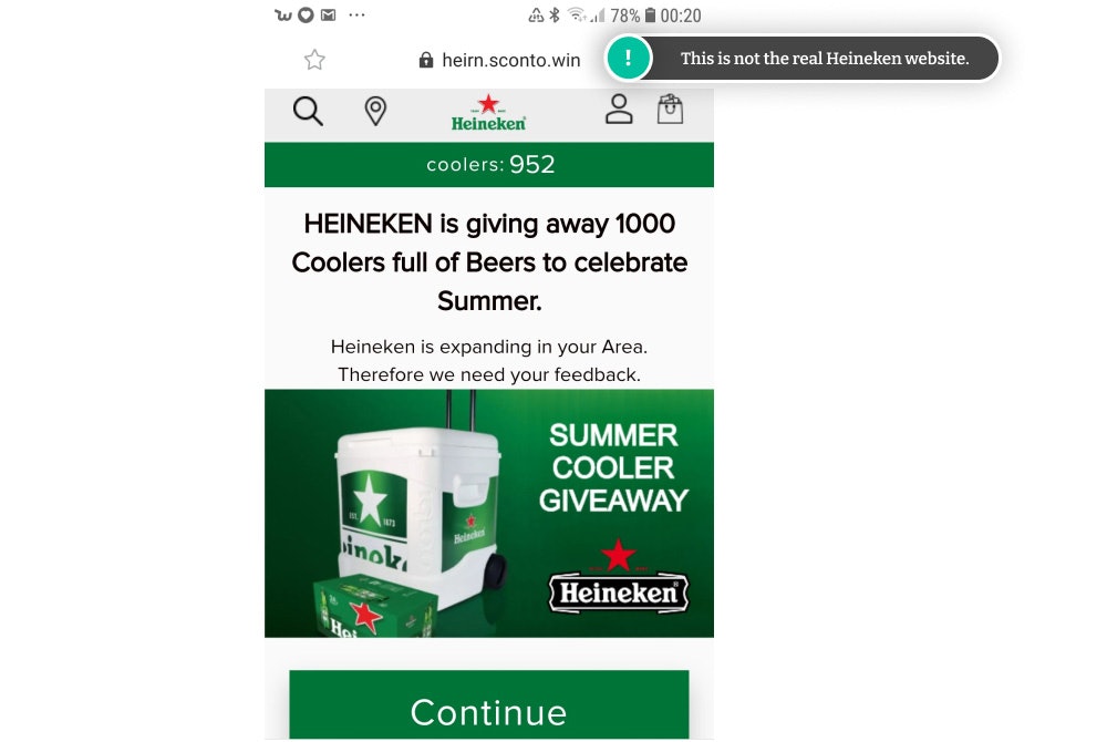 Fake Heineken website