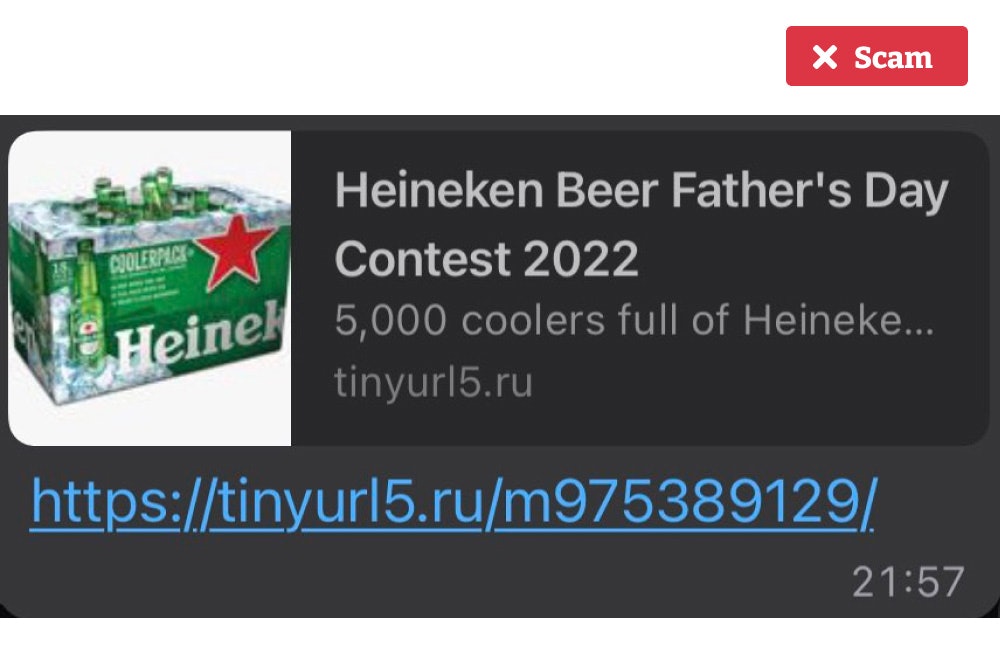 WhatsApp Heineken free beer contest scam